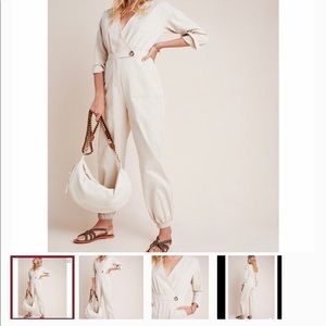 En saison Anthropologie beige jumpsuit